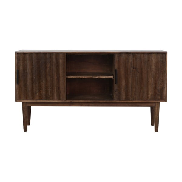 Žema šoninė spintelė iš medienos masyvo tamsiai rudos spalvos 150x80 cm Bitika – Light & Living-image-2