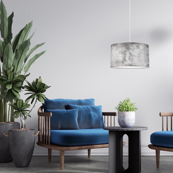 Kabantis šviestuvas pilkos spalvos ø 35 cm su tekstiliniu gaubtu Print – LAMKUR-image-2