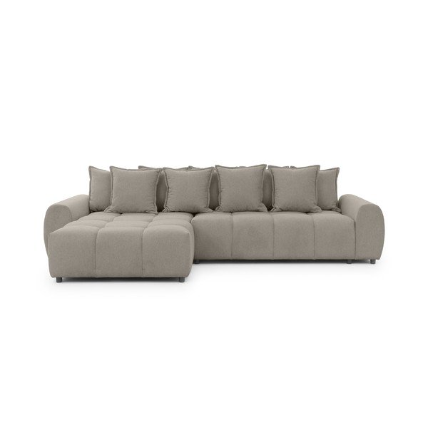 Taupe spalvos kampinė sofa (su kairiuoju kampu/su gultu) Albane  – Ropez