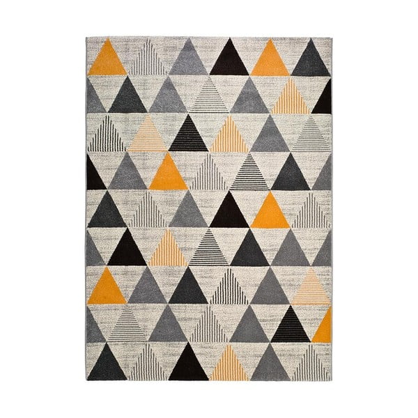 Pilkos ir oranžinės spalvos kilimas Universal Leo Triangles, 80 x 150 cm
