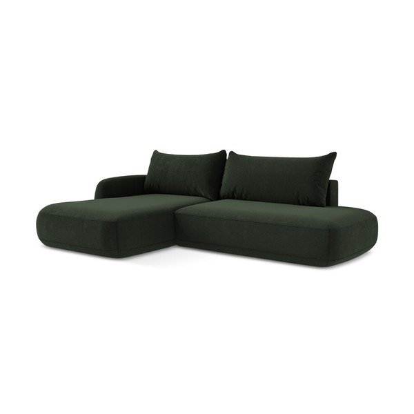 Tamsiai žalios spalvos sulankstoma kampinė sofa (su kairiuoju kampu/su gultu) Hale – Makamii-image-3