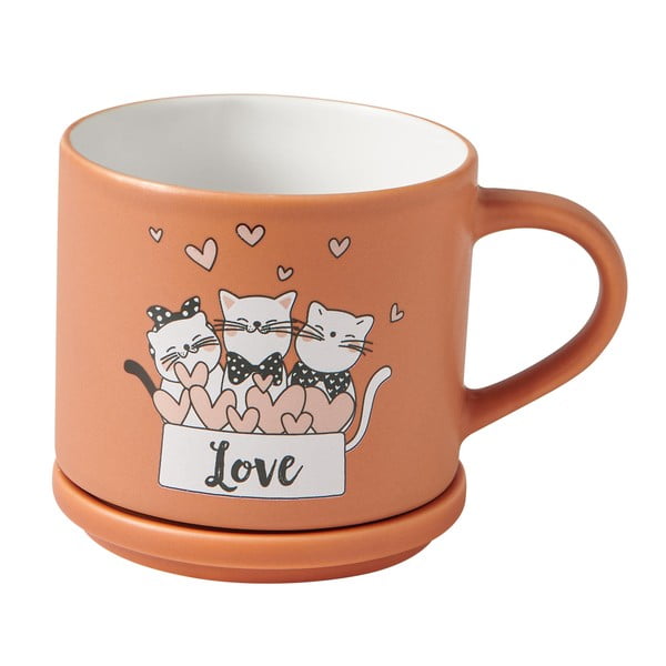 Iš porceliano  puodeliai oranžinės spalvos/smėlio spalvos 2 vnt. 350 ml Cats – Brandani-image-3
