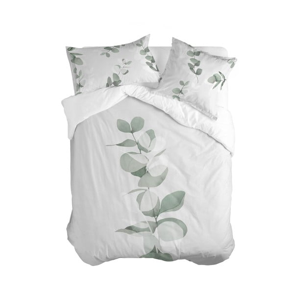 Dvigulis antklodės užvalkalas iš medvilnės baltos spalvos/žalios spalvos 200x200 cm Corymbia – Blanc