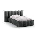 Tamsiai pilkos spalvos viengulė lova audiniu dengta su sandėliavimo vieta su lovos grotelėmis 90x200 cm Lupine – Micadoni 