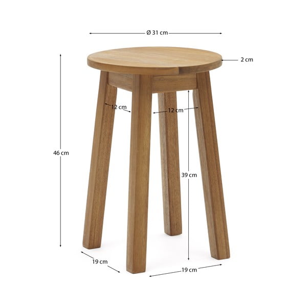 Natūralios spalvos iš akacijos masyvo taburetė Amel – Kave Home-image-4