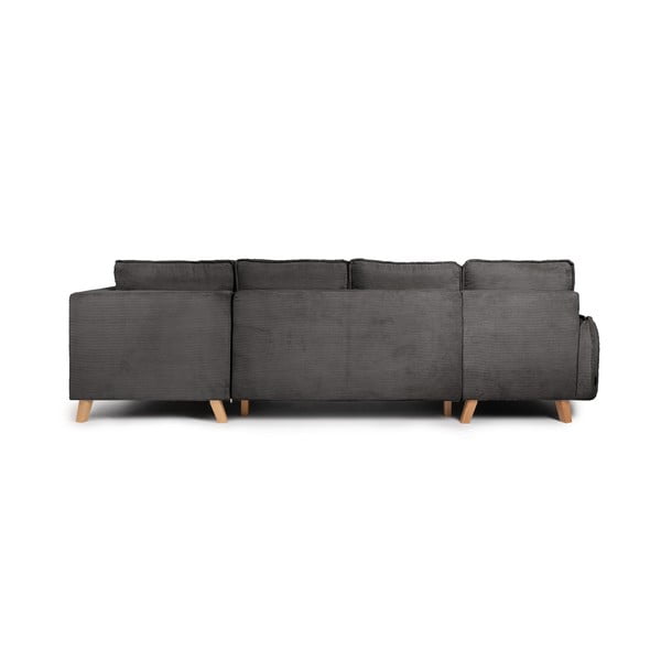 Iš kordinio velveto sulankstoma kampinė sofa pilkos spalvos (su dešiniuoju kampu/„U“ formos) Tori – Bonami Selection-image-4