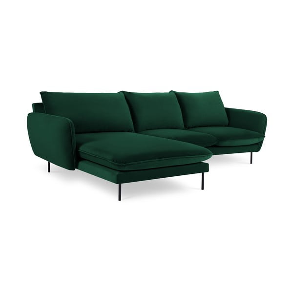 Tamsiai žalia aksominė kampinė sofa (kairysis kampas) Vienna - Cosmopolitan Design