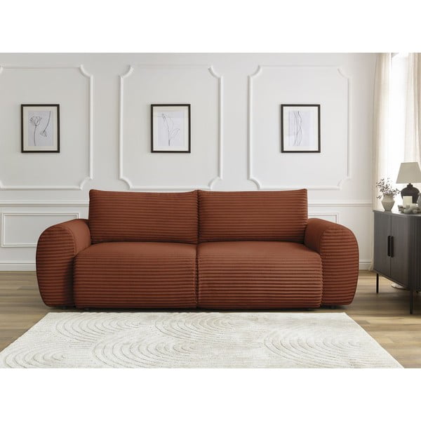 Iš kordinio velveto sulankstoma sofa raudonos plytų spalvos 257 cm Lucien – Bobochic Paris-image-1