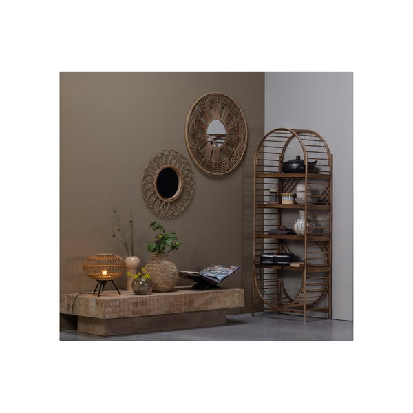 Sieninis veidrodis su bambukiniu rėmu ø 59 cm Flores – Basiclabel -image-1