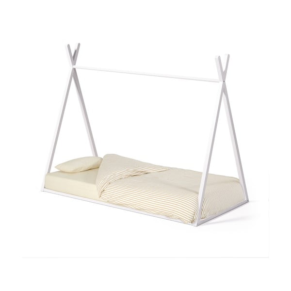 Baltos spalvos naminė iš buko masyvo vaikiška lova su lovos grotelėmis 90x190 cm Maralis – Kave Home-image-4