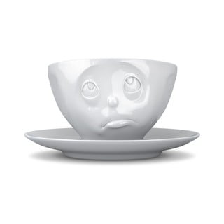 Baltas porcelianinis kavos puodelis su lėkštele Oh please 58 products, tūris 200 ml
