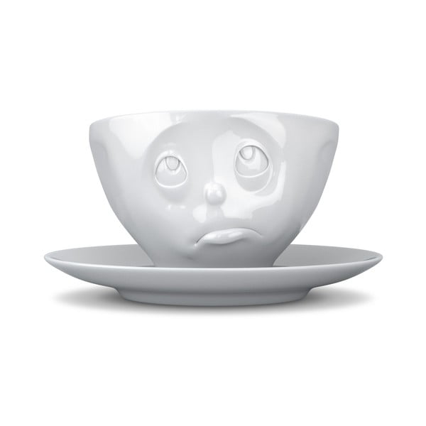 Baltas porcelianinis kavos puodelis su lėkštele Oh please 58 products, tūris 200 ml