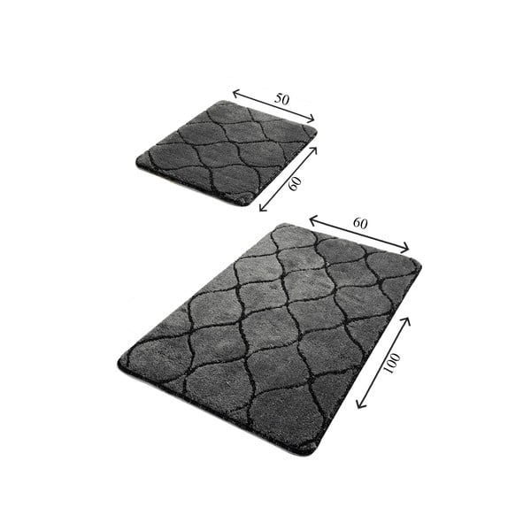 2 tamsiai pilkų stačiakampių vonios kilimėlių rinkinys Foutastic Wave-image-2