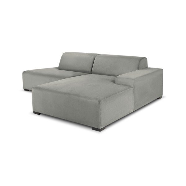 Šviesiai pilka aksominė kampinė sofa Cosmopolitan Design Hobart, kampas dešinėje-image-4