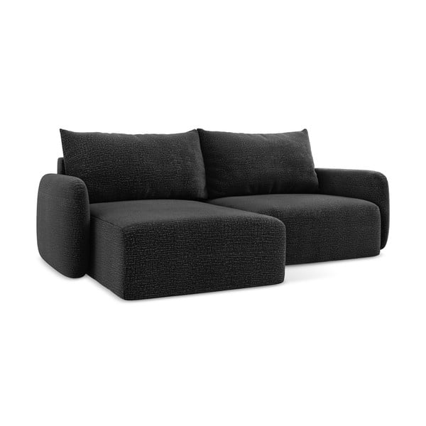 Juodos spalvos sulankstoma/su sandėliavimo vieta kampinė sofa (su kairiuoju kampu) Kalena – Makamii-image-2