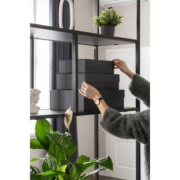 Tamsiai pilkos spalvos iš kartono daiktadėžės su dangčiu 3 vnt. 42,5x29,5x13 cm Kian Paper Laminate – Bigso-image-1