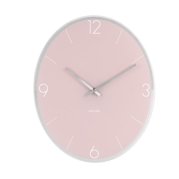 ETH elipsinis šviesiai rožinis sieninis laikrodis