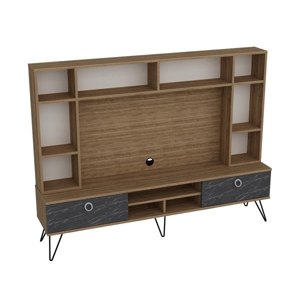 Pilkai rudas riešutmedžio spalvos 180x136 cm televizoriaus komplektas Lorenz - Kalune Design