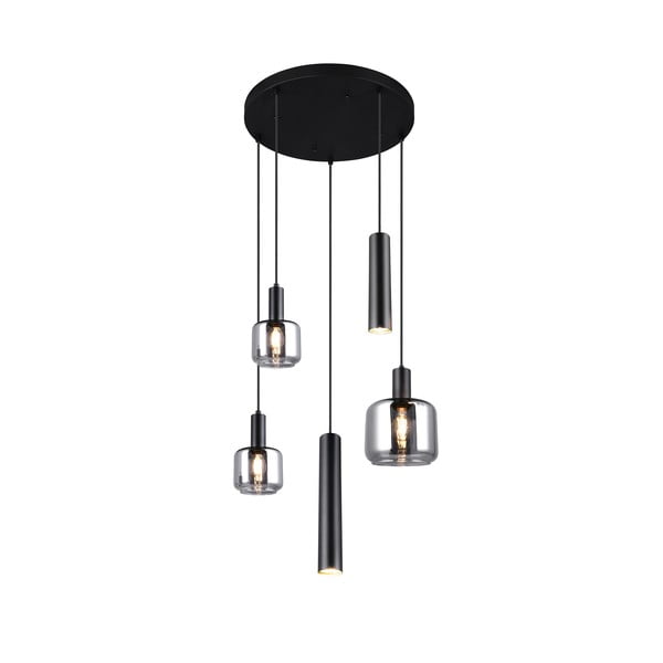 Kabantis šviestuvas juodos spalvos ø 40 cm su metaliniu gaubtu/su stiklo gaubtu Mataro – Trio-image-4