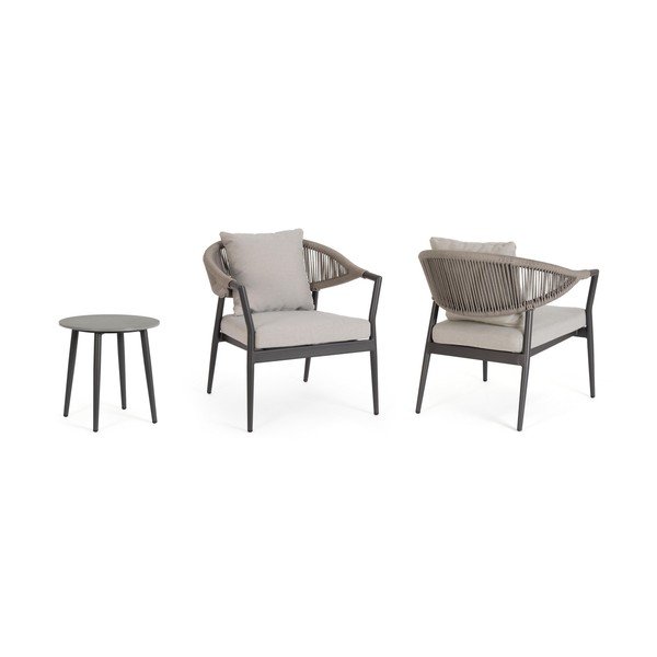 Khaki spalvos/taupe spalvos iš aliuminio sodo poilsio baldų komplektas 2 žmonėms Millor – Bizzotto-image-3