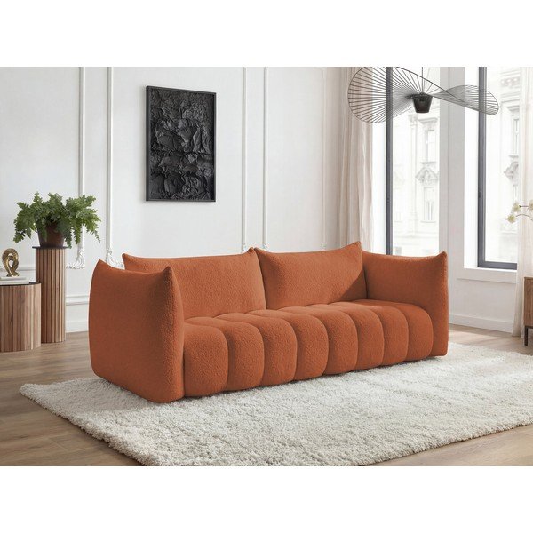 Oranžinės spalvos sofa iš boucle 286 cm Azra – Bobochic Paris-image-1