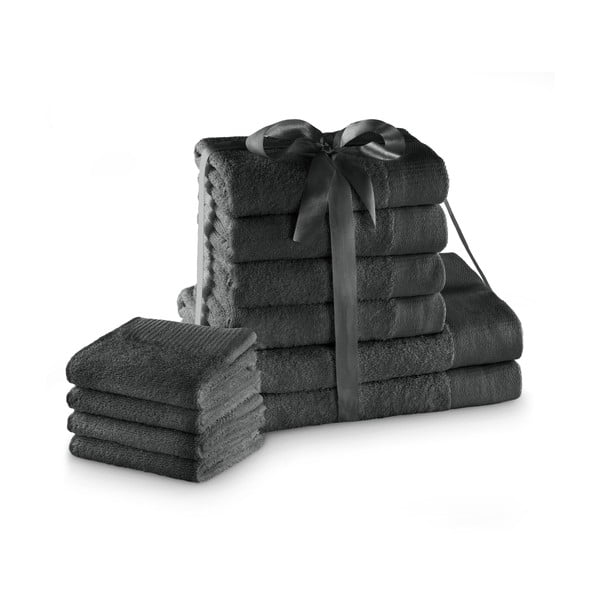Tamsiai pilkos spalvos iš frote audinio iš medvilnės vonios rankšluosčių rinkiniai 10 vnt. Amari – Restilo
