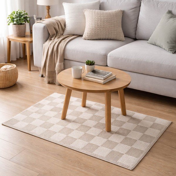 Skalbiamas natūralios spalvos iš medvilnės mišinio kilimas 50x80 cm Jenna – douceur d'intérieur-image-2