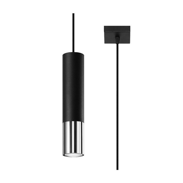 Juodos spalvos/sidabrinės spalvos iš metalo kabantis šviestuvas ø 8 cm Longbot – Sollux