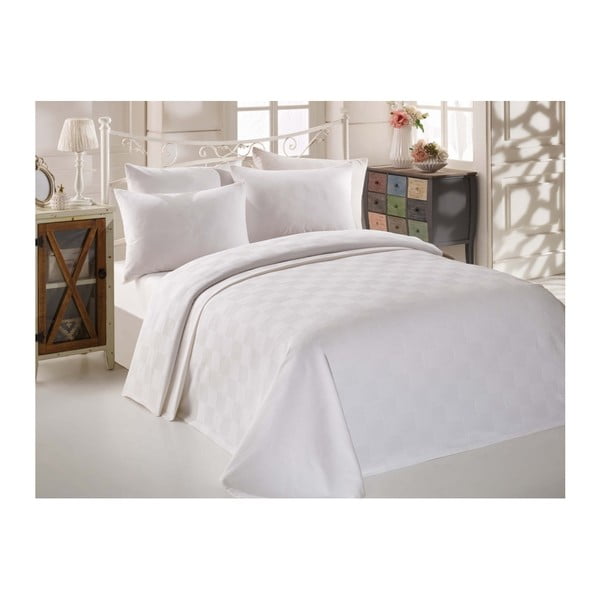 Baltas medvilninis užvalkalas, paklodė ir 2 užvalkalai dvivietei lovai "Turro Puro", 200 x 235 cm