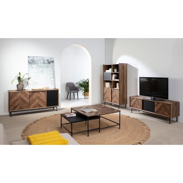 Ąžuolo apdailos juodos spalvos komoda Marceric Utah-image-1