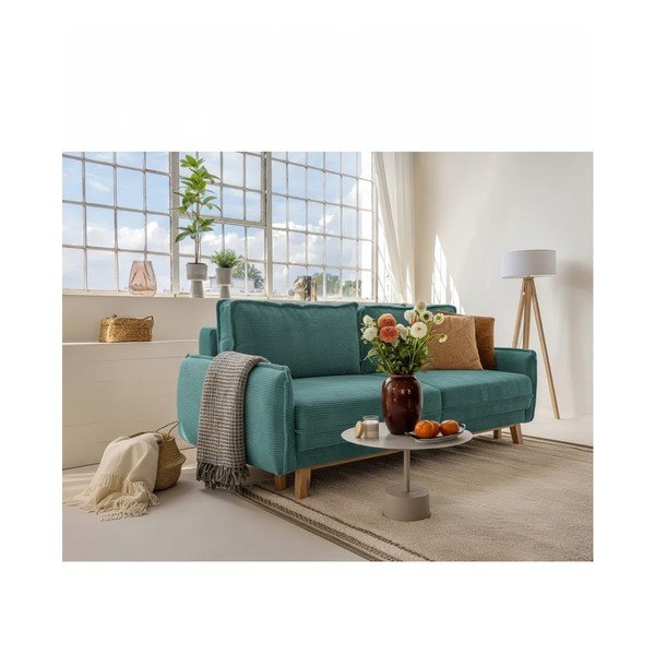 Sulankstoma sofa turkio spalvos iš kordinio velveto 218 cm Tori – Bonami Selection-image-1