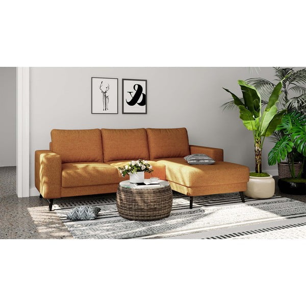 Kampinė sofa oranžinės spalvos (su dešiniuoju kampu) Fynn – Ghado-image-1