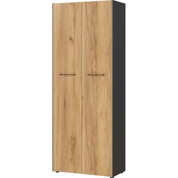 Antracito spalvos/natūralios spalvos drabužių spinta iš ąžuolo 75x196x40 cm Podium – Germania-image-4