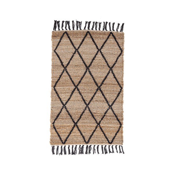 Rankų darbo juodos spalvos/natūralios spalvos iš džiuto kilimas 60x90 cm Shaila – Yes Everyday