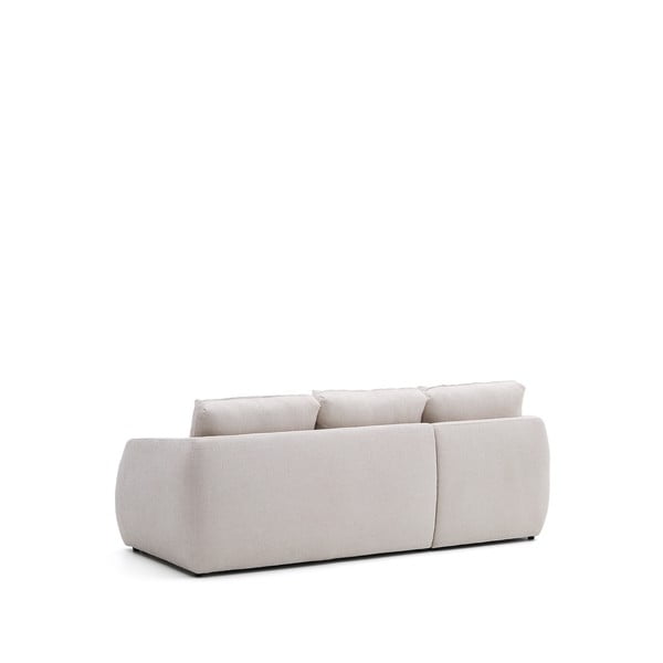 Kreminės spalvos iš šenilinio audinio sulankstoma kampinė sofa (su kairiuoju kampu/su gultu) Laira – Kave Home-image-4