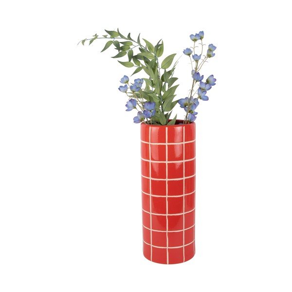 Raudonos spalvos iš keramikos vaza (aukštis 40 cm) Retro Tiles – PT LIVING-image-3