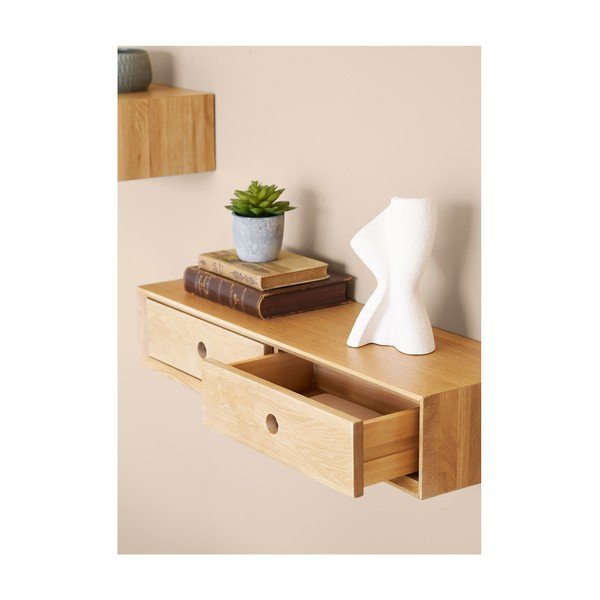 Šviesios natūralios spalvos iš ąžuolo masyvo sieninė lentyna 80 cm Luzern – House Nordic-image-1