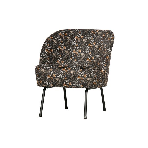 Juodas gėlėtas fotelis BePureHome Vogue