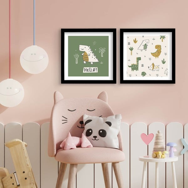 2 vaikiškų paveikslėlių rinkinys 33x33 cm Hello - Wallity-image-1