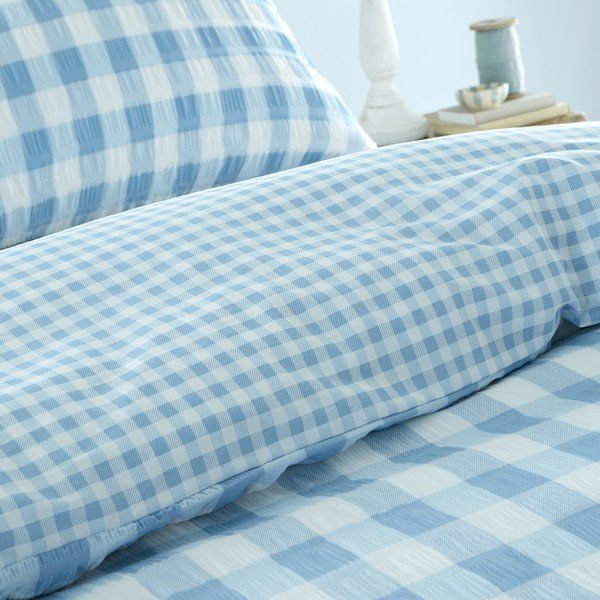 Dvigulė patalynė mėlynos spalvos 200x200 cm Seersucker Gingham Check – Catherine Lansfield-image-3