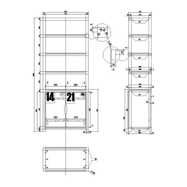 Ruda knygų spinta Vipack Alex-image-2