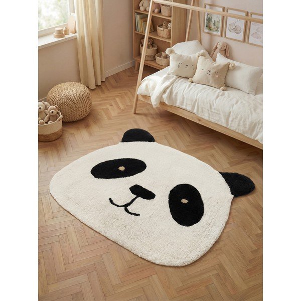 Skalbiamas/rankų darbo juodos spalvos/kreminės spalvos iš medvilnės vaikiškas kilimas 103x120 cm Snuggle Patsy – Hanse Home-image-1