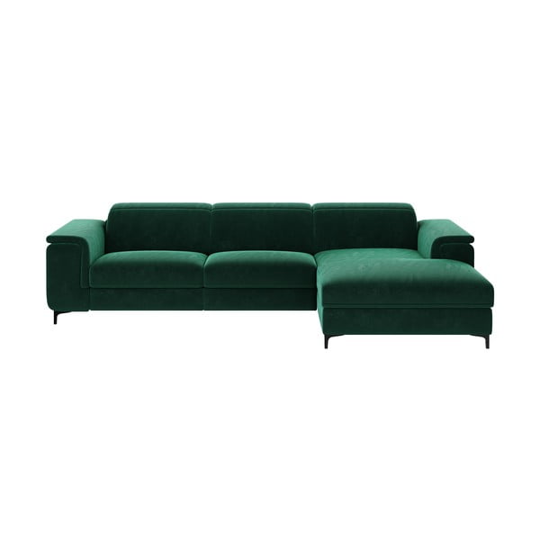 Kampinė sofa tamsiai žalios spalvos iš velveto (su dešiniuoju kampu) Brito – MESONICA