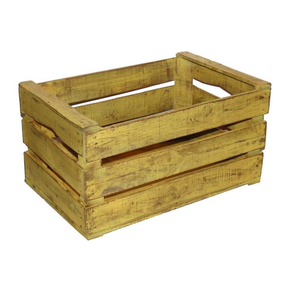 Geltonos spalvos medinė dėžutė "Antic Line" medinė