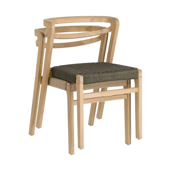 Sodo kėdė iš eukalipto medienos su tamsiai žaliu pynimu Kave Home Ezilda-image-4