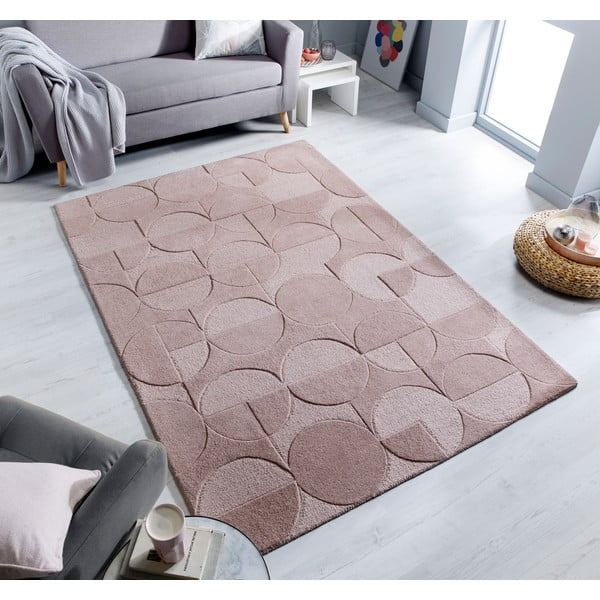 Rožinis vilnonis kilimas Flair Rugs Gigi, 120 x 170 cm-image-1