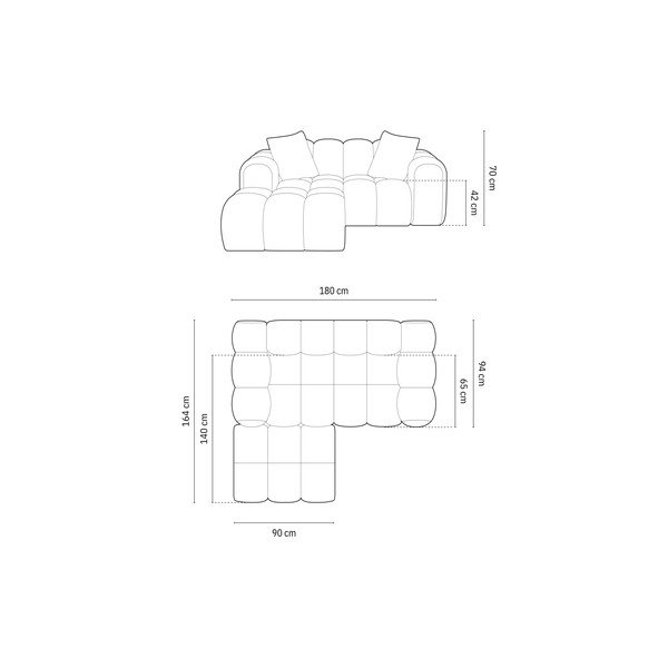 Žalios spalvos iš šenilinio audinio kampinė sofa (su kairiuoju kampu/su gultu) Treno – Cosmopolitan Design-image-4
