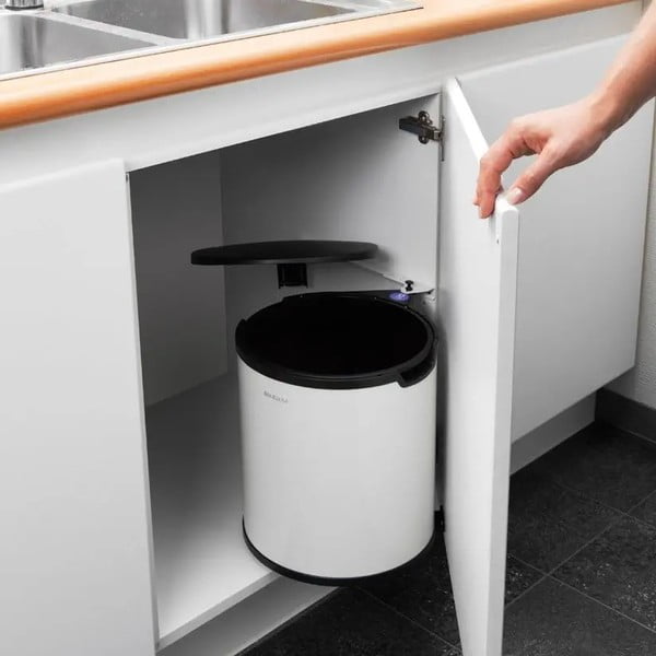 Iš plieno įmontuota šiukšliadėžė baltos spalvos 15 l – Brabantia-image-1