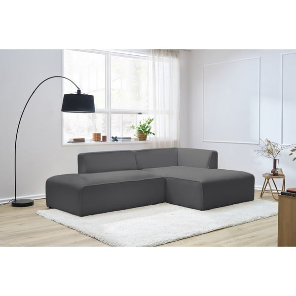 Tamsiai pilkos spalvos iš boucle modulinė kampinė sofa (su dešiniuoju kampu/„L“ formos) Megeve – Bobochic Paris-image-1