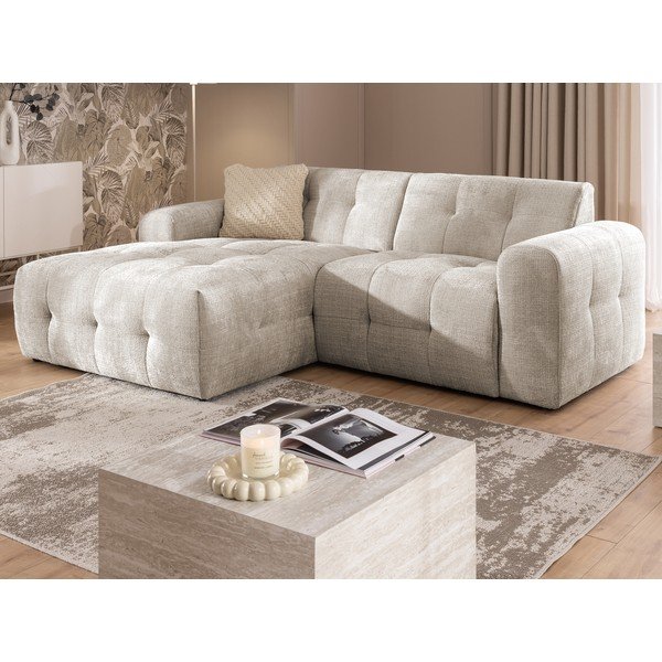 Smėlio spalvos kampinė sofa (su kairiuoju kampu/su gultu) Melva – Ropez-image-1